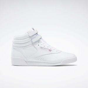 NEW Big Girls 4 Reebok Freestyle Hi White Mid Cut Sneakers CN5750
